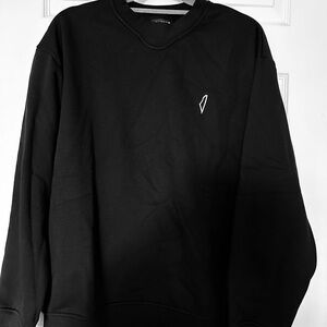 New Men’s PaliRoots Black Crewneck Sweater with Minimalist Logo - Size Medium